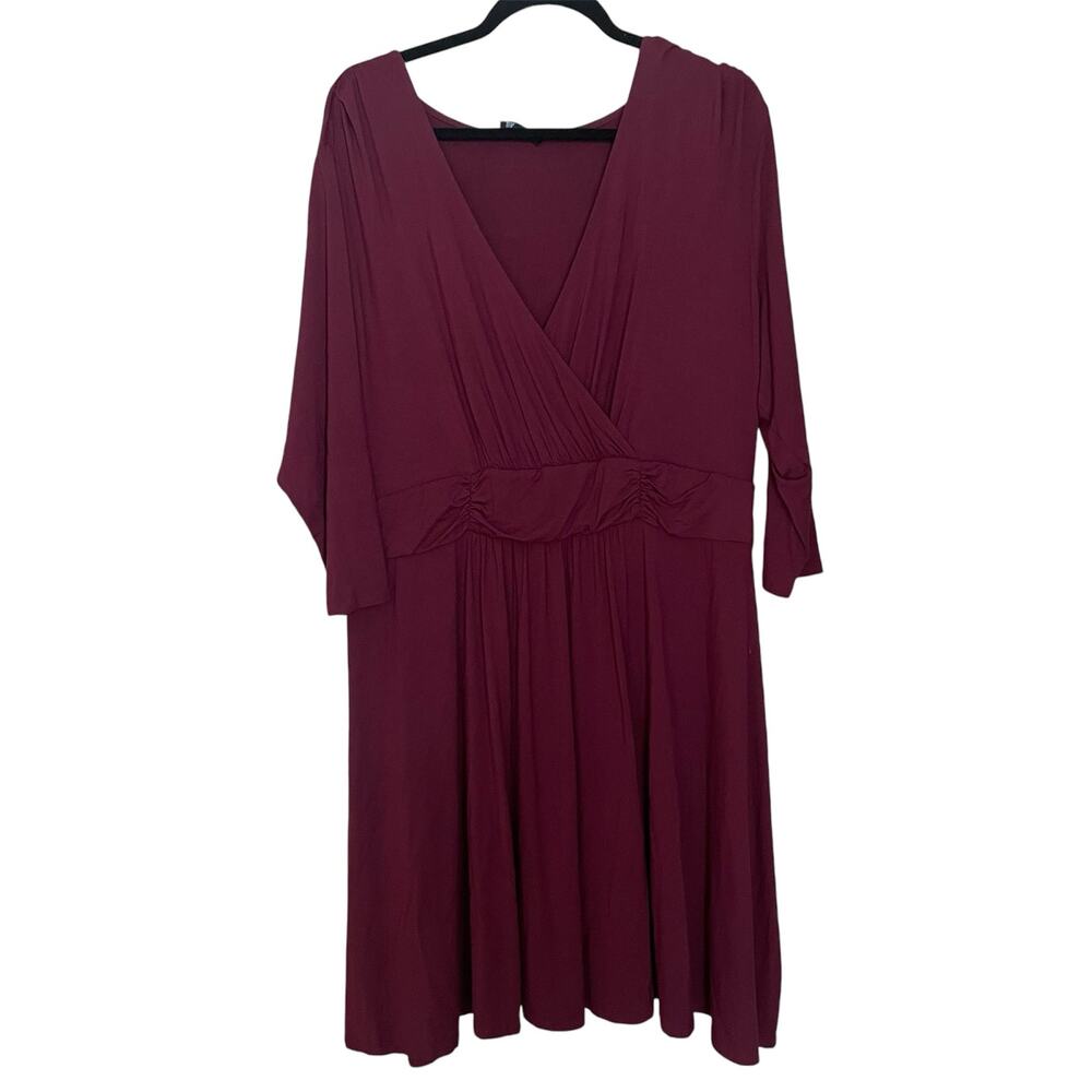 Ryan Wythe Womens 1X Anise 3/4 Sleeve Knotted Jersey Dress